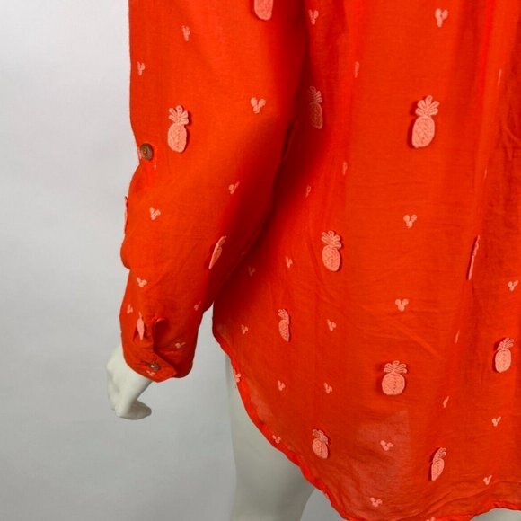 Anthropologie Maeve Classic Embroidered Blouse Women 10 NWOT Pineapple Shirt Top - Picture 10 of 16